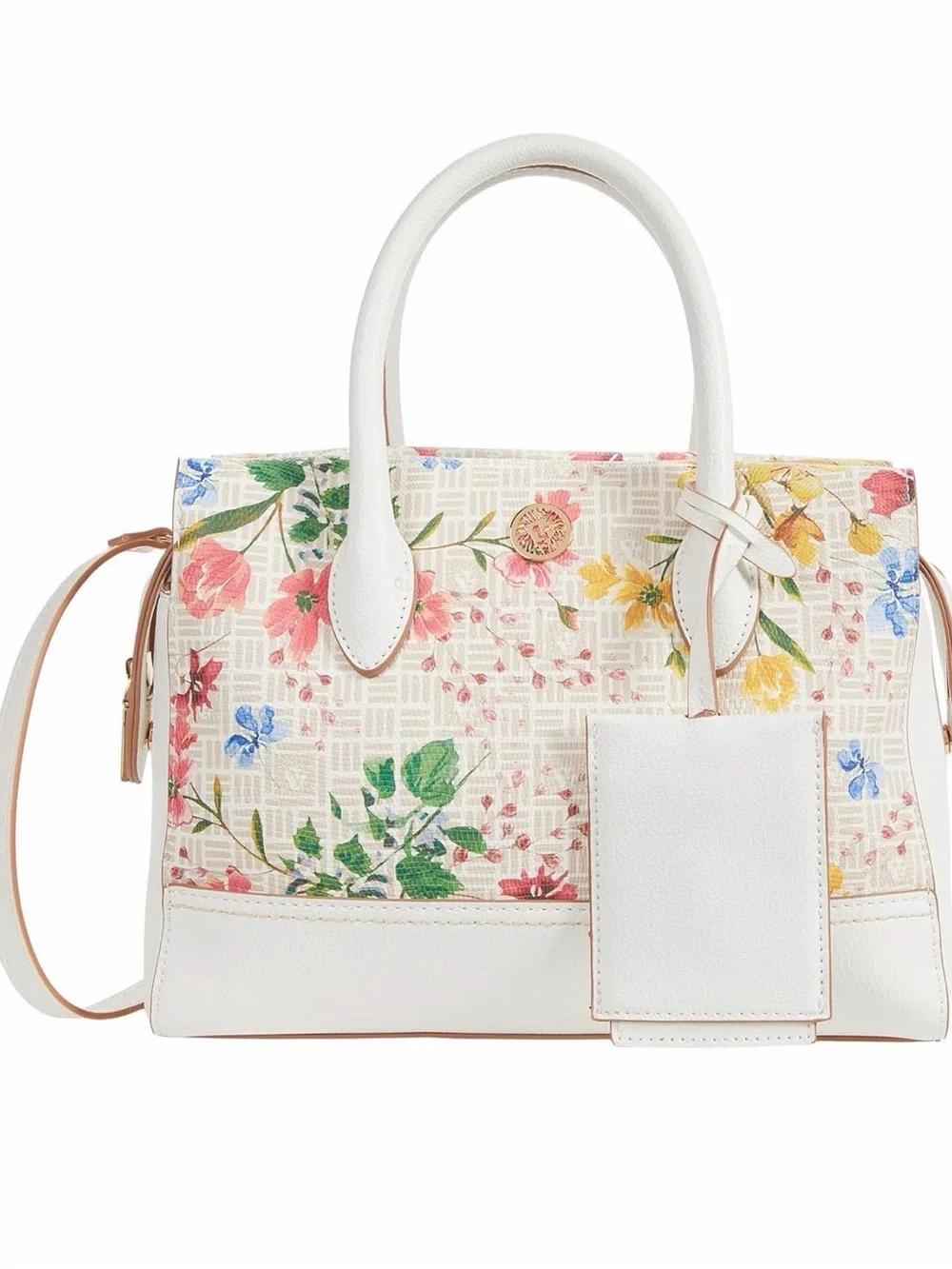 Anne Klein White Floral Top-Handle Satchel Bag JUST THE BAG
